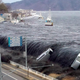 A tsunami makes landfall.